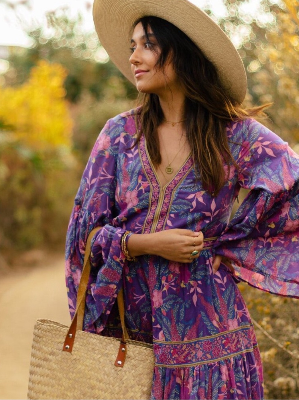 Spell & The Gypsy Purple Floral Tassel-Front